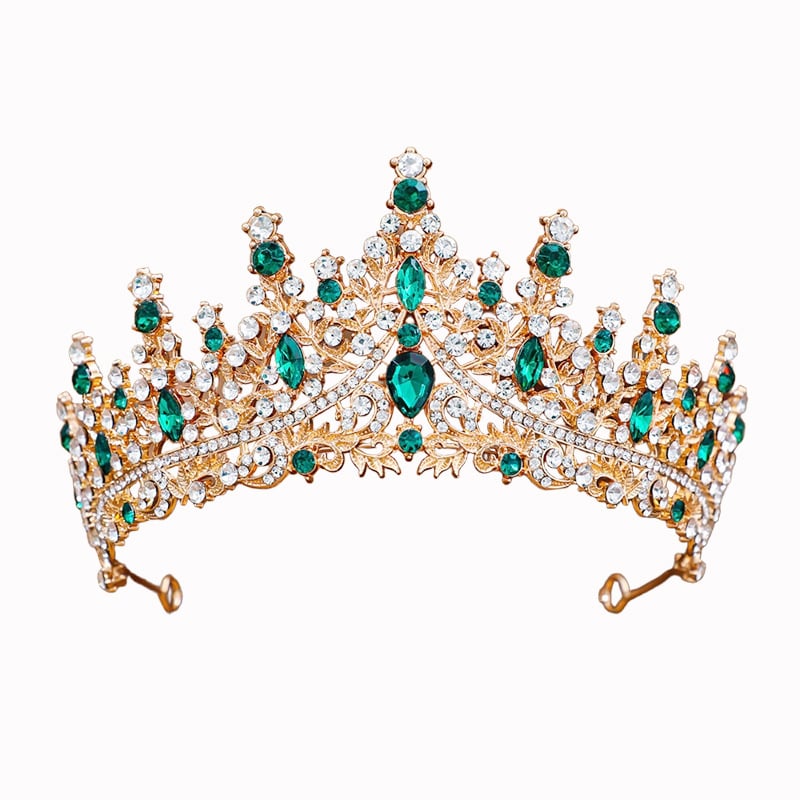 Женска корона от сплав със стъклени кристали, електроплатирана диадема за сватба