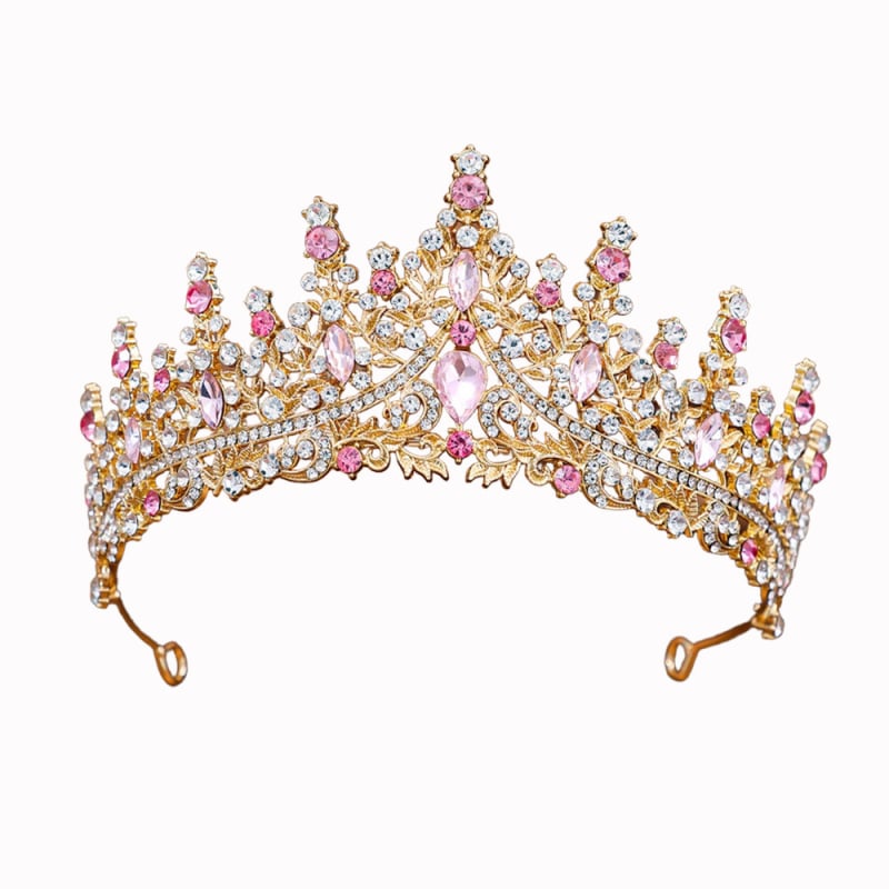 Женска корона от сплав със стъклени кристали, електроплатирана диадема за сватба
