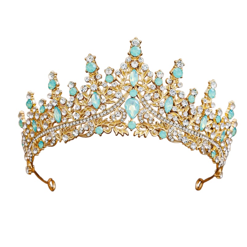 Женска корона от сплав със стъклени кристали, електроплатирана диадема за сватба