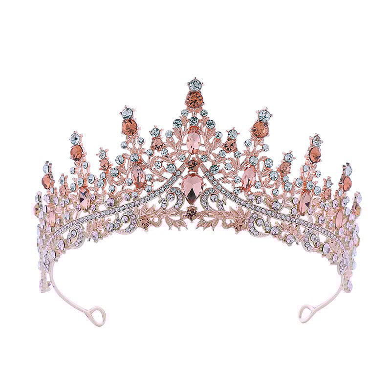 Женска корона от сплав със стъклени кристали, електроплатирана диадема за сватба