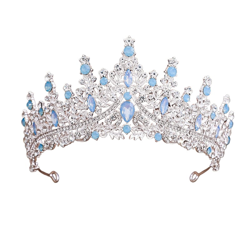Женска корона от сплав със стъклени кристали, електроплатирана диадема за сватба