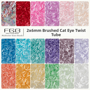 FGB Glass Beads Cat's Eye Brushed Twist Tube – Αξεσουάρ DIY για Κοσμήματα, Διακοσμητικά για Μαλλιά με Φούντες