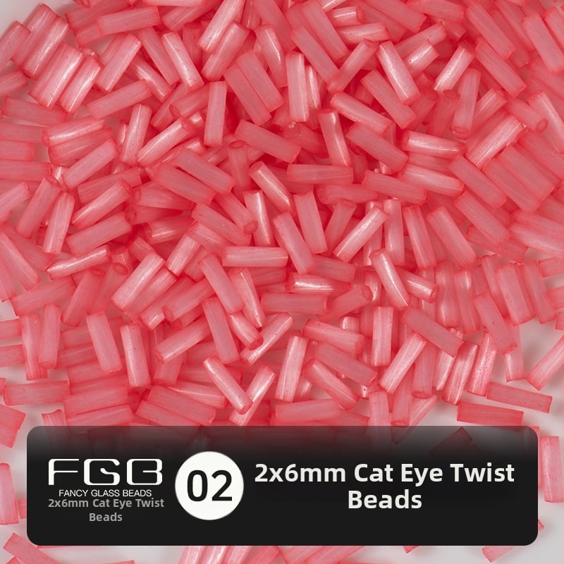 FGB Glass Beads Cat's Eye Brushed Twist Tube – Αξεσουάρ DIY για Κοσμήματα, Διακοσμητικά για Μαλλιά με Φούντες