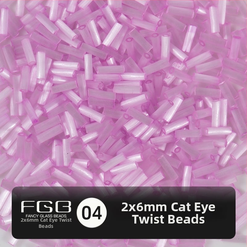 FGB Glass Beads Cat's Eye Brushed Twist Tube – Αξεσουάρ DIY για Κοσμήματα, Διακοσμητικά για Μαλλιά με Φούντες
