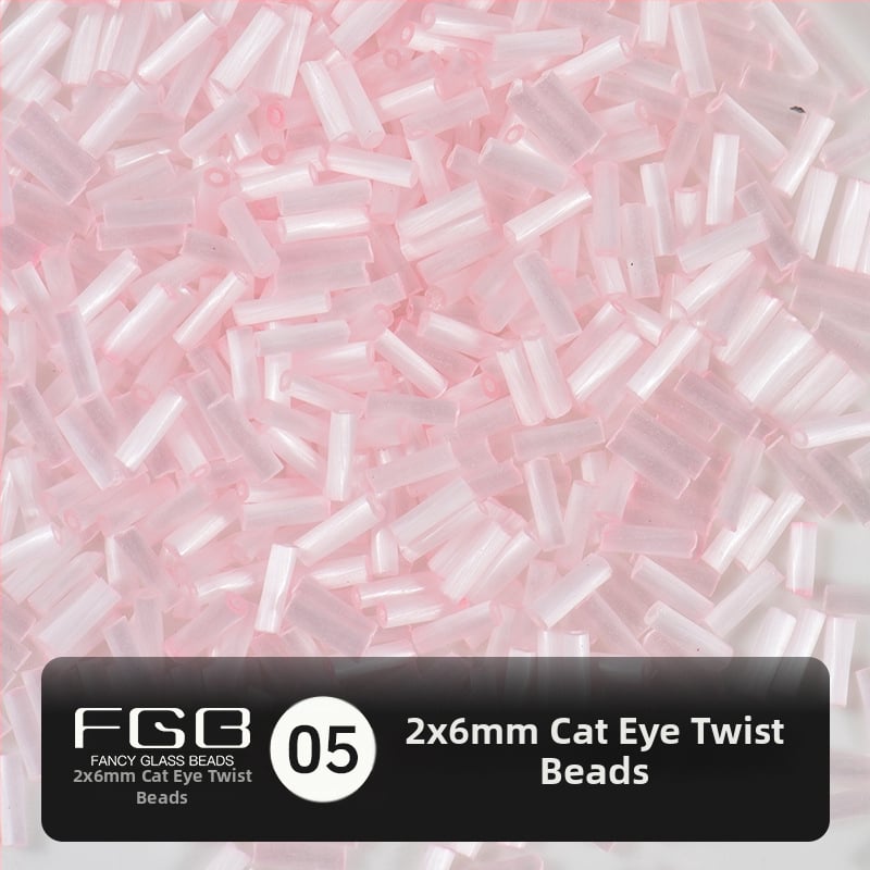 FGB Glass Beads Cat's Eye Brushed Twist Tube – Αξεσουάρ DIY για Κοσμήματα, Διακοσμητικά για Μαλλιά με Φούντες