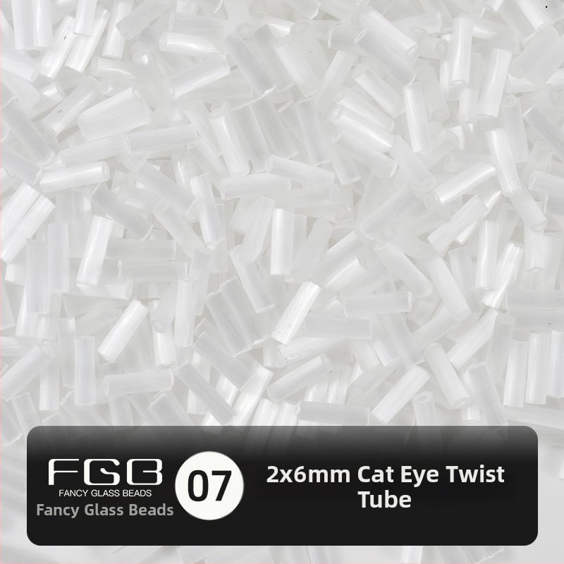FGB Glass Beads Cat's Eye Brushed Twist Tube – Αξεσουάρ DIY για Κοσμήματα, Διακοσμητικά για Μαλλιά με Φούντες