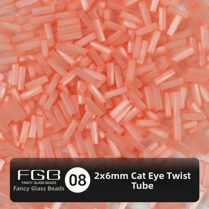 FGB Glass Beads Cat's Eye Brushed Twist Tube – Αξεσουάρ DIY για Κοσμήματα, Διακοσμητικά για Μαλλιά με Φούντες