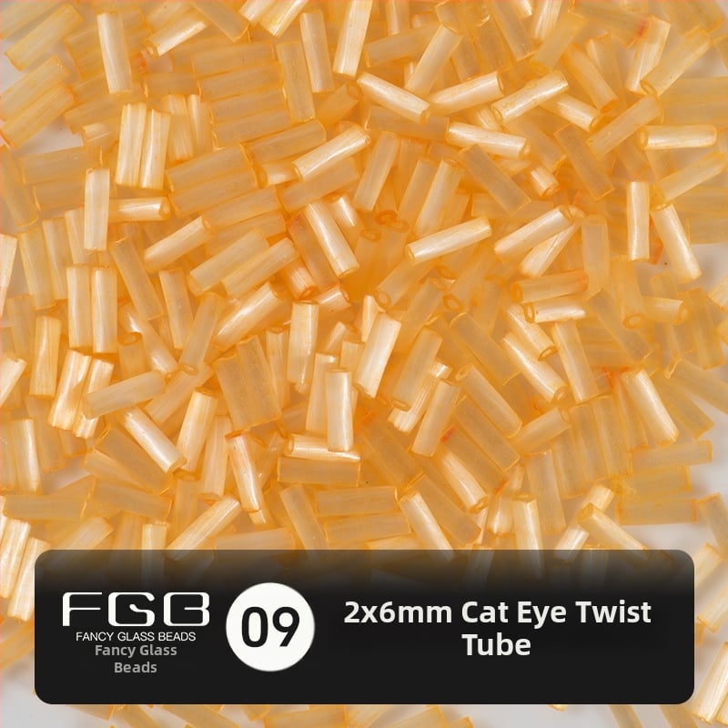 FGB Glass Beads Cat's Eye Brushed Twist Tube – Αξεσουάρ DIY για Κοσμήματα, Διακοσμητικά για Μαλλιά με Φούντες