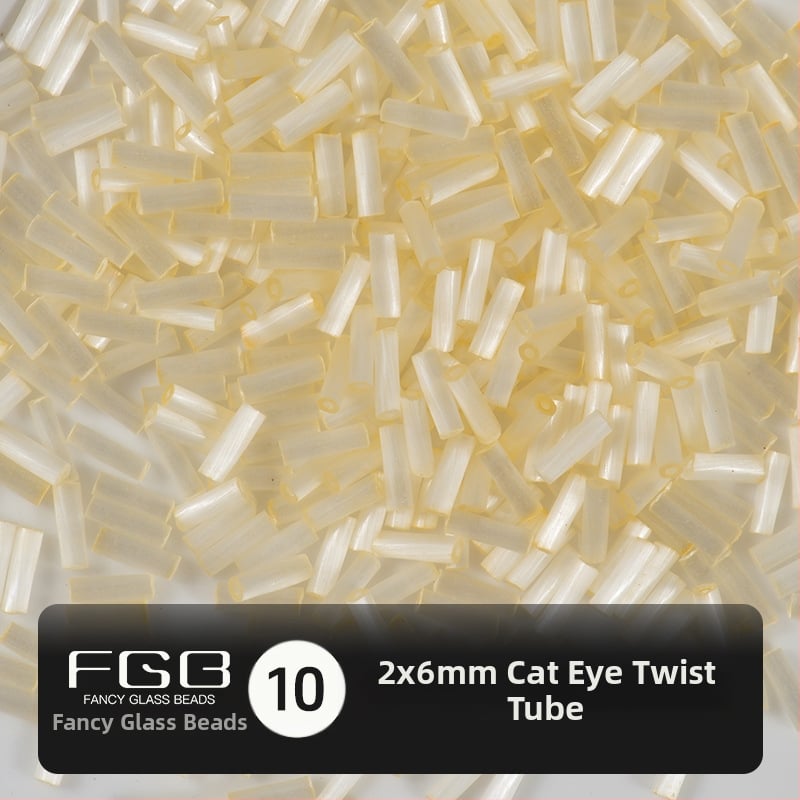 FGB Glass Beads Cat's Eye Brushed Twist Tube – Αξεσουάρ DIY για Κοσμήματα, Διακοσμητικά για Μαλλιά με Φούντες