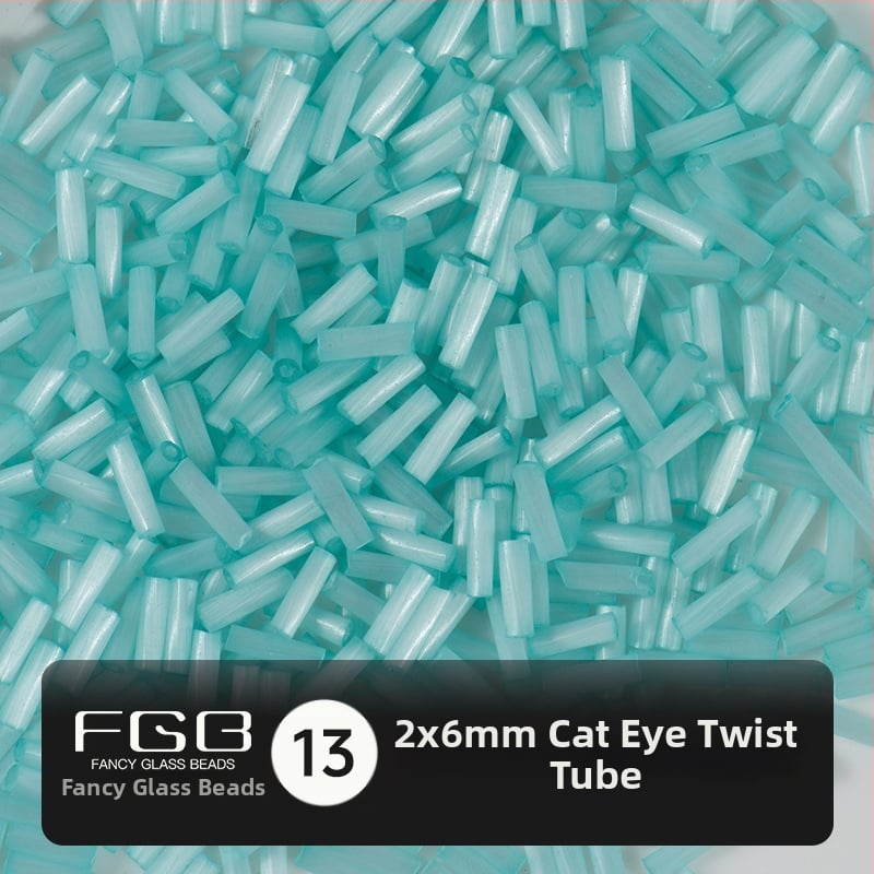 FGB Glass Beads Cat's Eye Brushed Twist Tube – Αξεσουάρ DIY για Κοσμήματα, Διακοσμητικά για Μαλλιά με Φούντες
