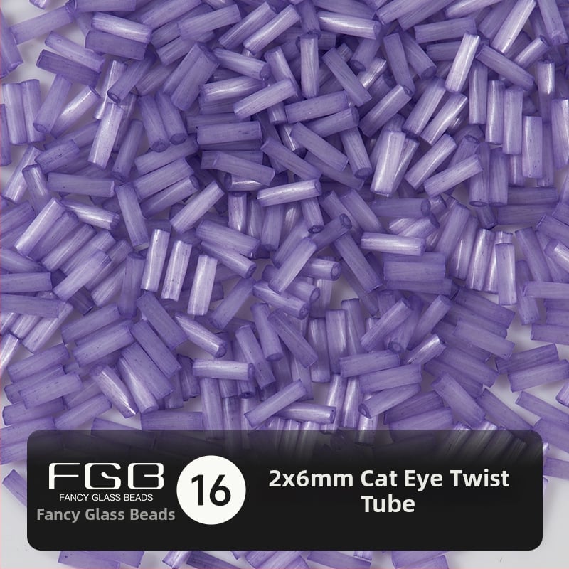 FGB Glass Beads Cat's Eye Brushed Twist Tube – Αξεσουάρ DIY για Κοσμήματα, Διακοσμητικά για Μαλλιά με Φούντες