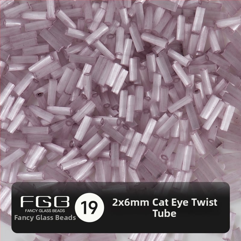 FGB Glass Beads Cat's Eye Brushed Twist Tube – Αξεσουάρ DIY για Κοσμήματα, Διακοσμητικά για Μαλλιά με Φούντες