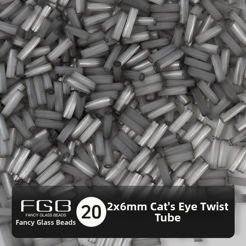 FGB Glass Beads Cat's Eye Brushed Twist Tube – Αξεσουάρ DIY για Κοσμήματα, Διακοσμητικά για Μαλλιά με Φούντες