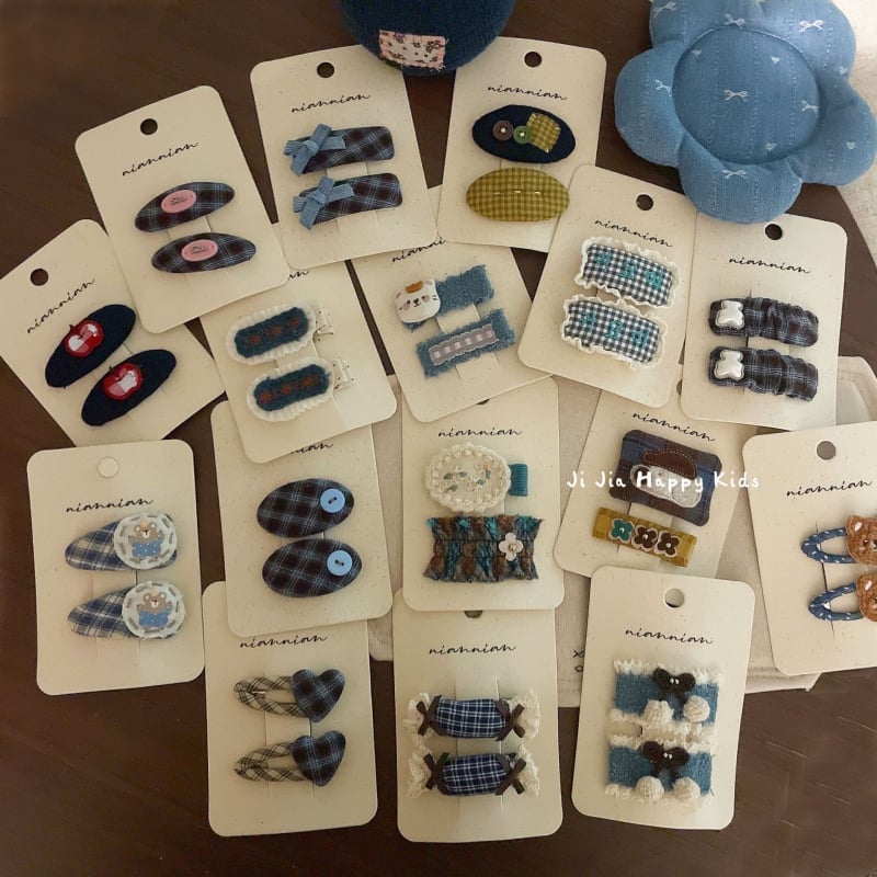 BB клип за коса - Флорална плетена тъкан - Ръчна изработка - Корейски стил за деца - Есен 2025