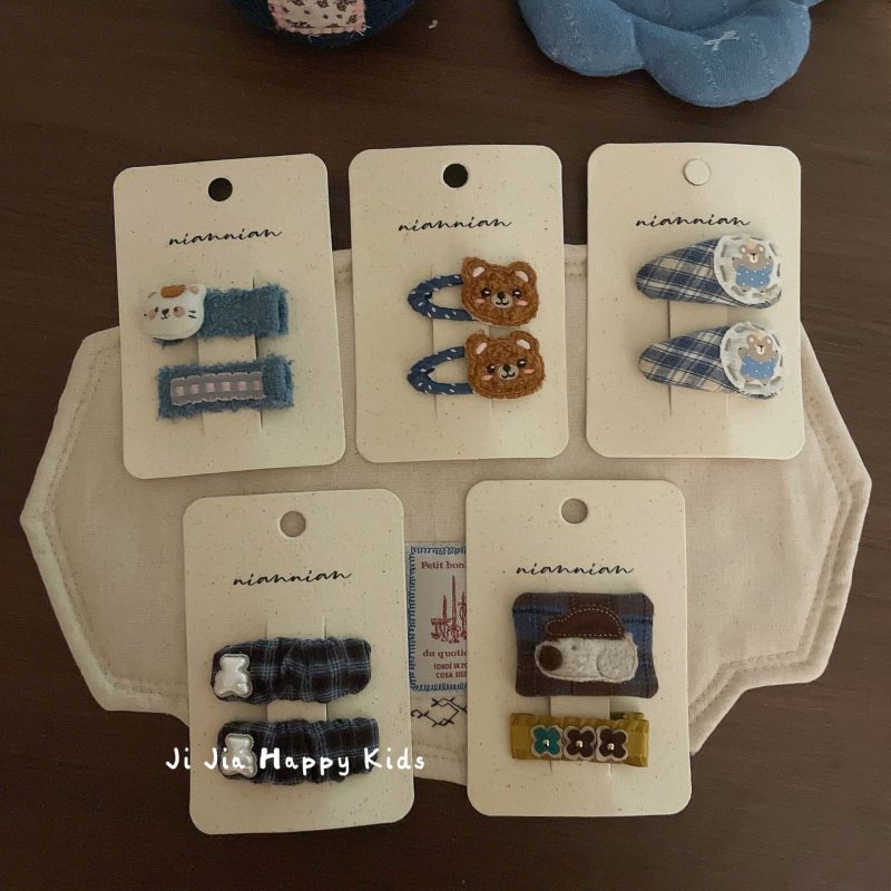 BB клип за коса - Флорална плетена тъкан - Ръчна изработка - Корейски стил за деца - Есен 2025