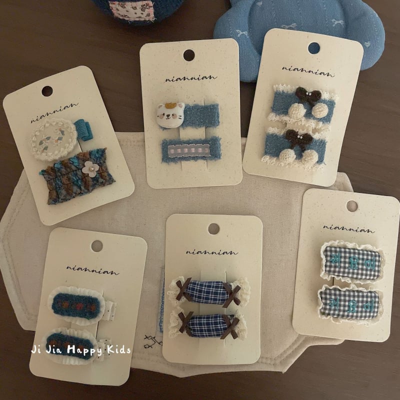 BB клип за коса - Флорална плетена тъкан - Ръчна изработка - Корейски стил за деца - Есен 2025