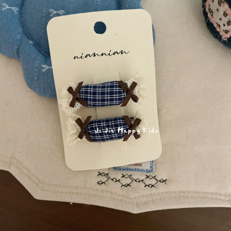 BB клип за коса - Флорална плетена тъкан - Ръчна изработка - Корейски стил за деца - Есен 2025