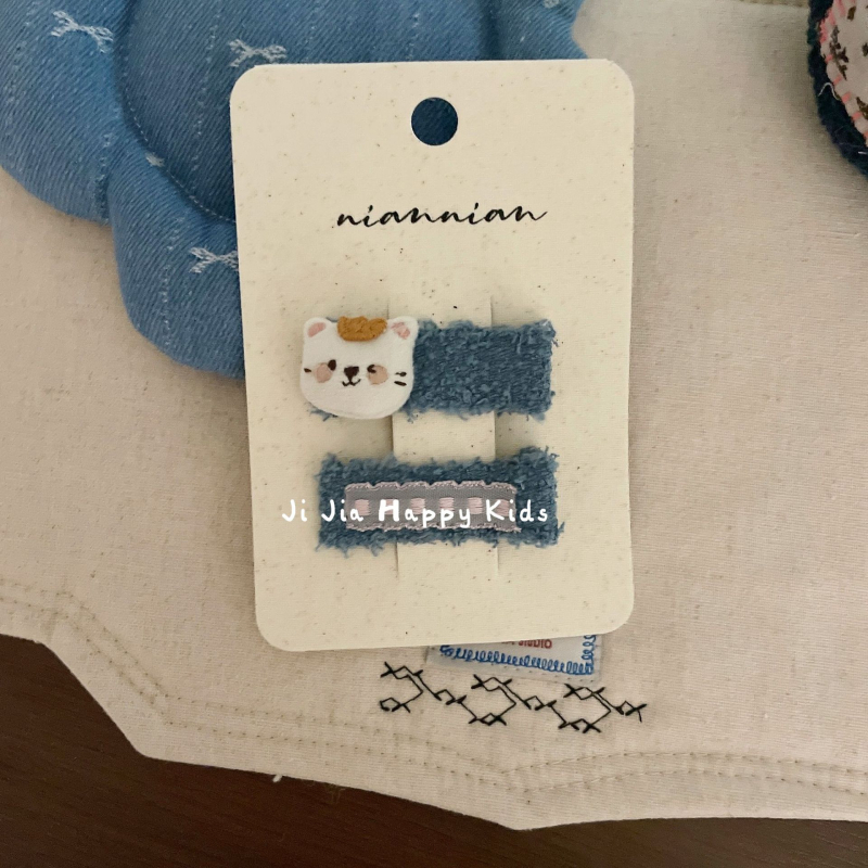 BB клип за коса - Флорална плетена тъкан - Ръчна изработка - Корейски стил за деца - Есен 2025