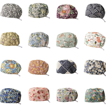 Pălărie operatorie unisex din bumbac, imprimeu, vârf plat, fără cozoroc