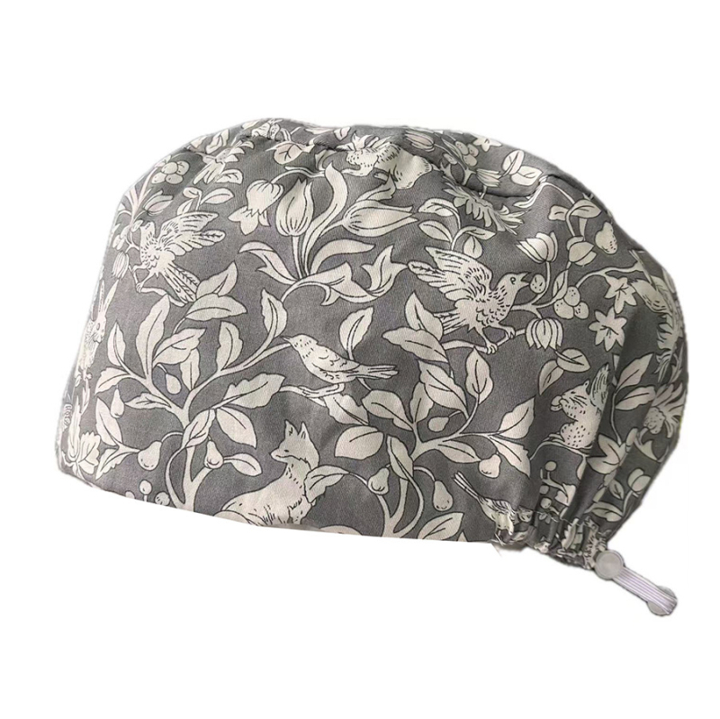 Pălărie operatorie unisex din bumbac, imprimeu, vârf plat, fără cozoroc