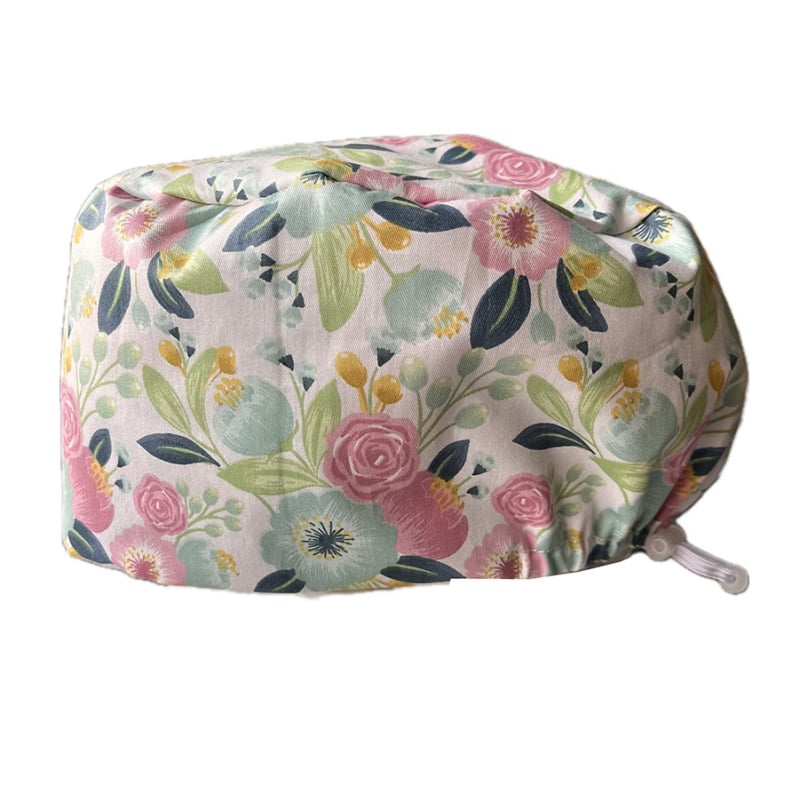 Pălărie operatorie unisex din bumbac, imprimeu, vârf plat, fără cozoroc