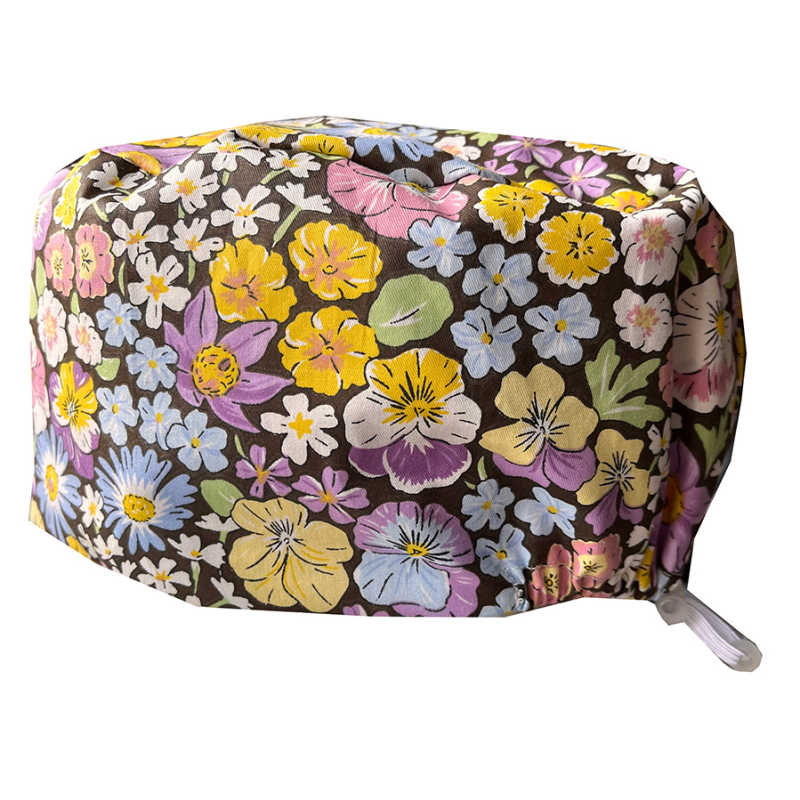 Pălărie operatorie unisex din bumbac, imprimeu, vârf plat, fără cozoroc