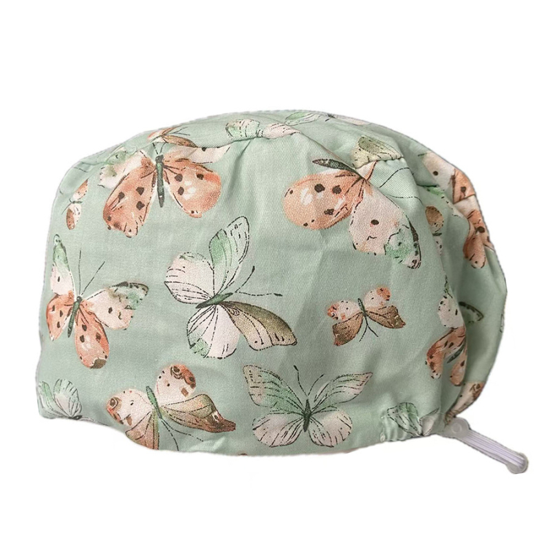 Pălărie operatorie unisex din bumbac, imprimeu, vârf plat, fără cozoroc