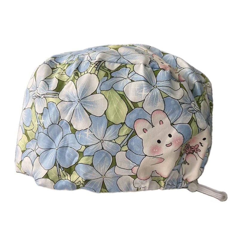 Pălărie operatorie unisex din bumbac, imprimeu, vârf plat, fără cozoroc