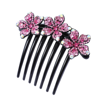 Корейски стил седемзъбен кристален гребен за коса, нехлъзгащ се, У-образен дизайн, диамантна обработка (материал: пластмаса/смола)