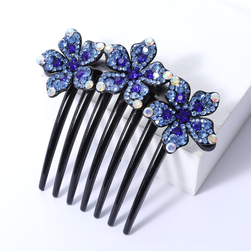 Корейски стил седемзъбен кристален гребен за коса, нехлъзгащ се, У-образен дизайн, диамантна обработка (материал: пластмаса/смола)