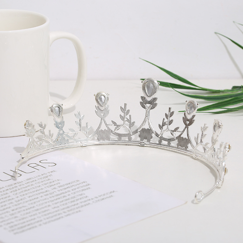 Коронка за глава, корейски стил с кристални акценти, сплав PT950, електроплакиране, възможност за персонализация