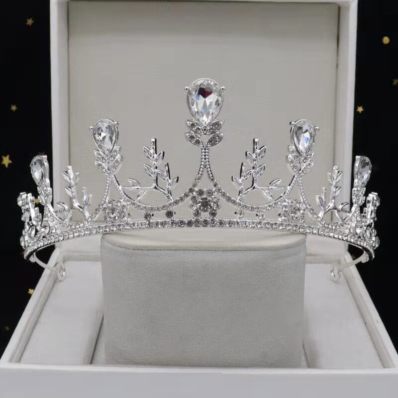 Коронка за глава, корейски стил с кристални акценти, сплав PT950, електроплакиране, възможност за персонализация