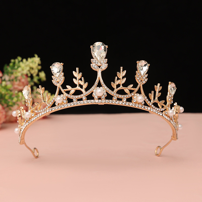 Коронка за глава, корейски стил с кристални акценти, сплав PT950, електроплакиране, възможност за персонализация