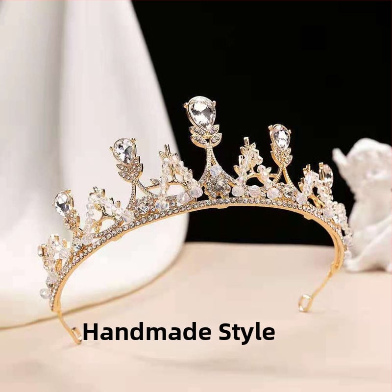 Коронка за глава, корейски стил с кристални акценти, сплав PT950, електроплакиране, възможност за персонализация