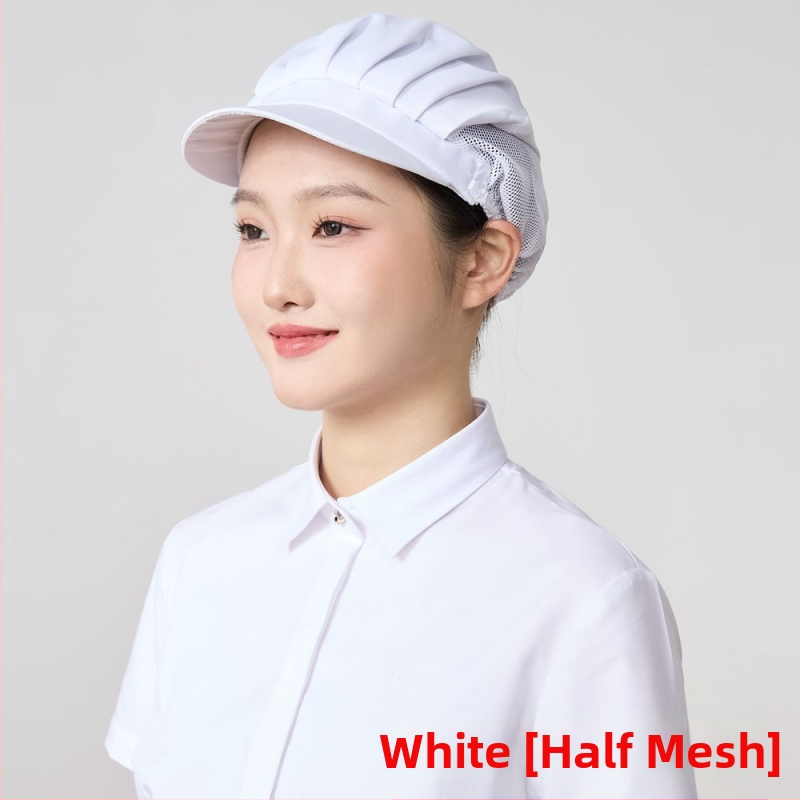 Sieťová čiapka pre potravinárske závody, polyester, twill tkanie, monochromatický vzor, kórejský štýl.