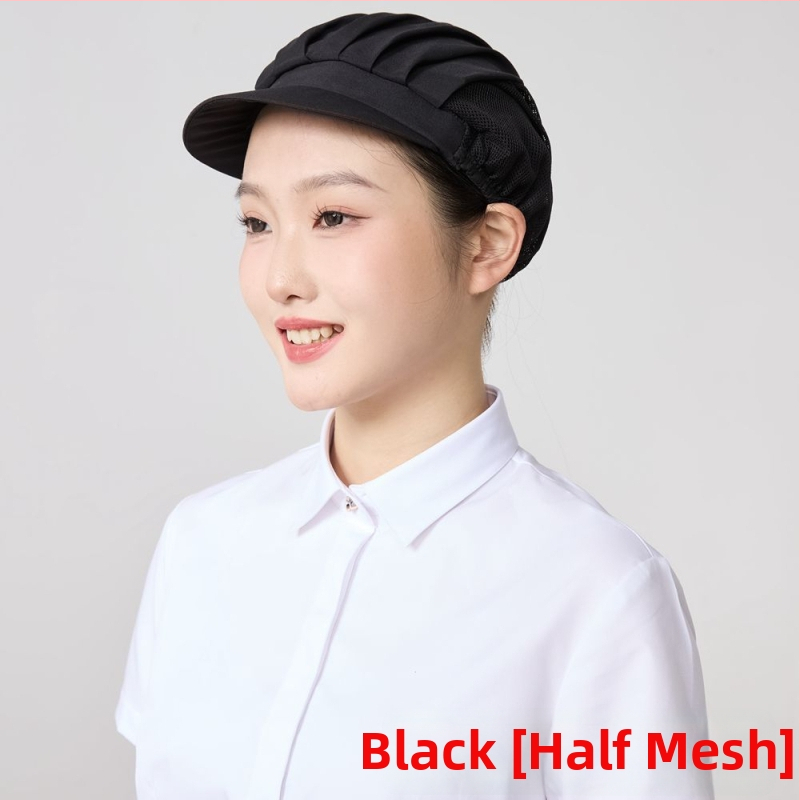 Sieťová čiapka pre potravinárske závody, polyester, twill tkanie, monochromatický vzor, kórejský štýl.