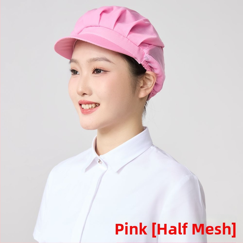 Sieťová čiapka pre potravinárske závody, polyester, twill tkanie, monochromatický vzor, kórejský štýl.