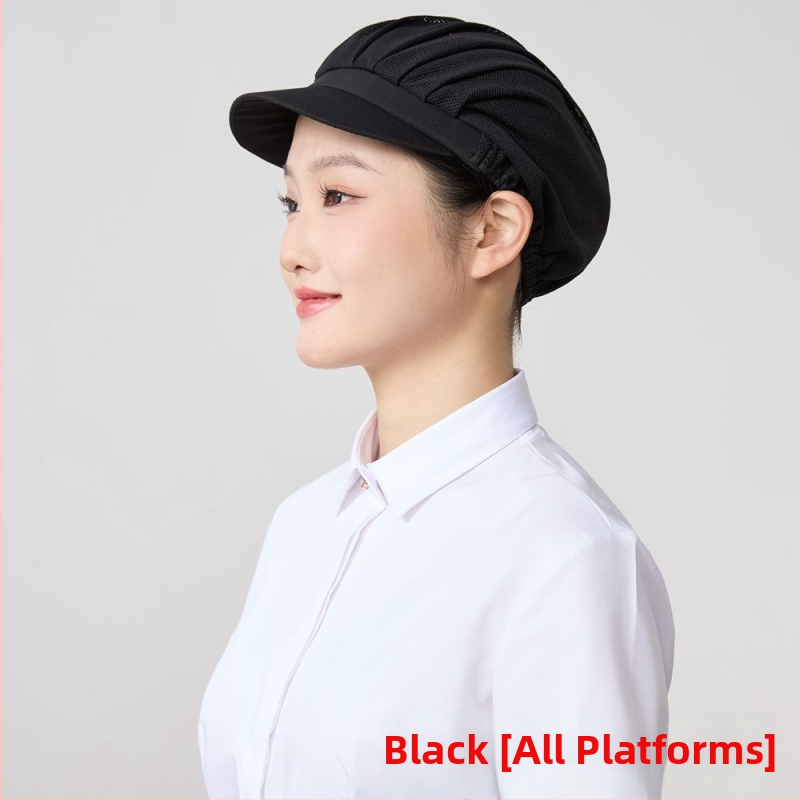 Sieťová čiapka pre potravinárske závody, polyester, twill tkanie, monochromatický vzor, kórejský štýl.
