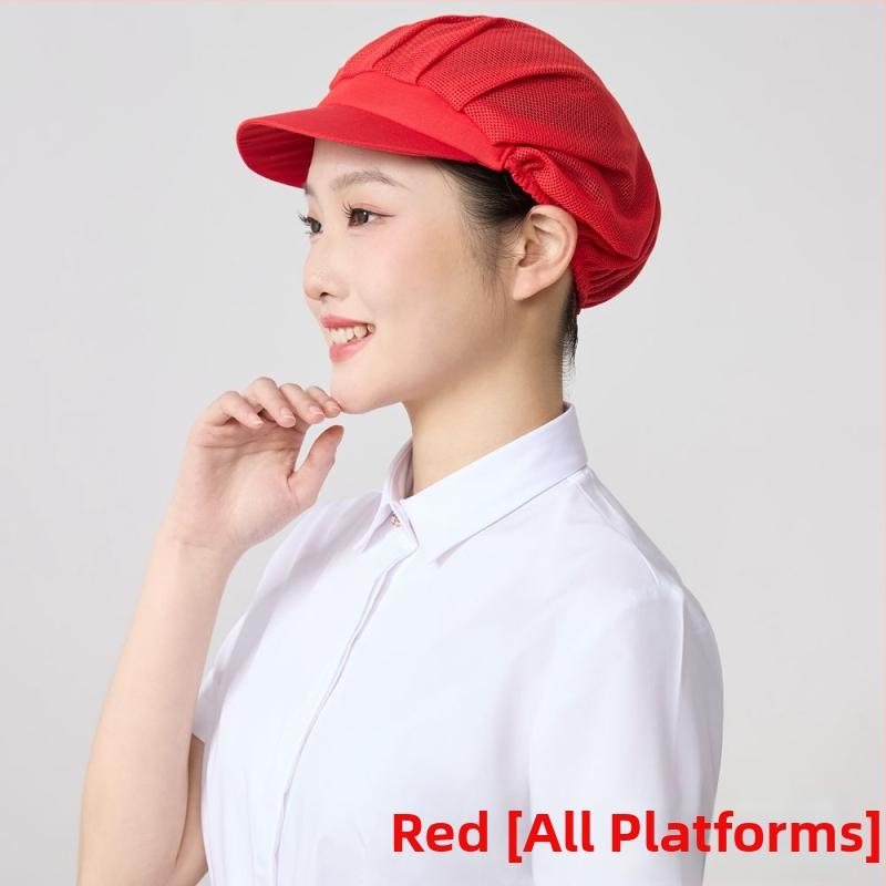 Sieťová čiapka pre potravinárske závody, polyester, twill tkanie, monochromatický vzor, kórejský štýl.