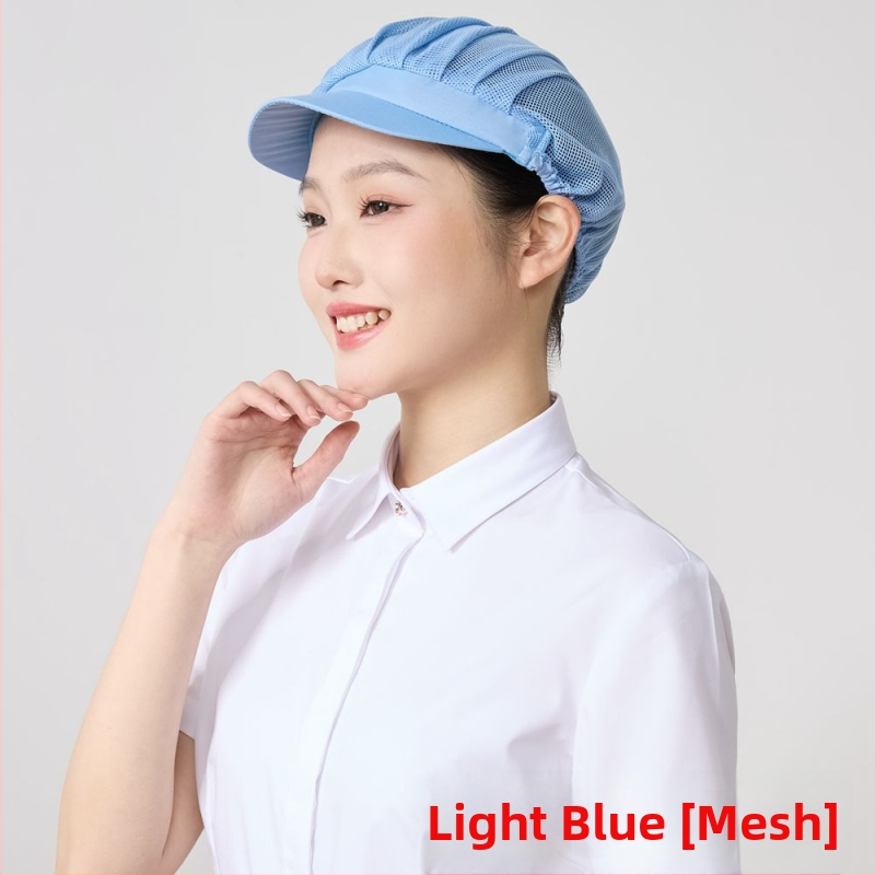 Sieťová čiapka pre potravinárske závody, polyester, twill tkanie, monochromatický vzor, kórejský štýl.