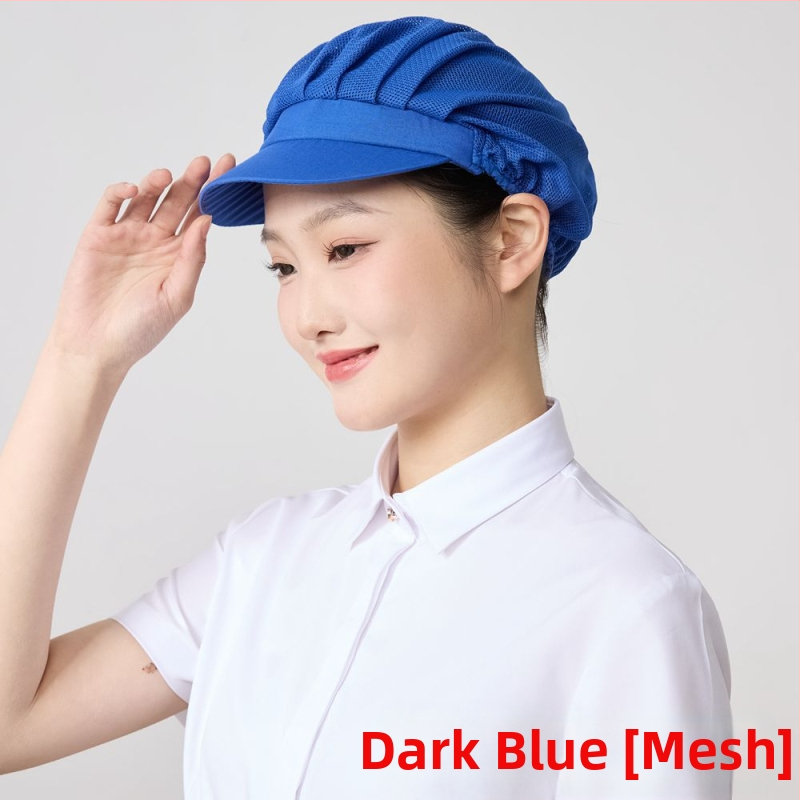 Sieťová čiapka pre potravinárske závody, polyester, twill tkanie, monochromatický vzor, kórejský štýl.