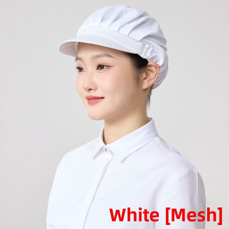 Sieťová čiapka pre potravinárske závody, polyester, twill tkanie, monochromatický vzor, kórejský štýl.