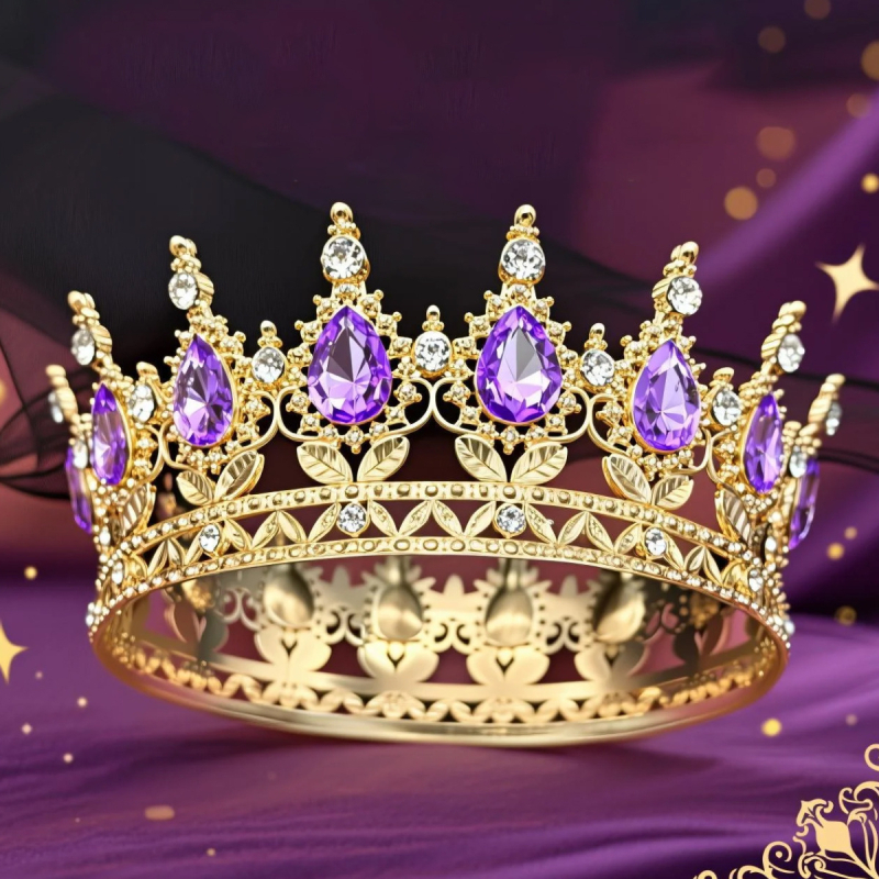 Krona za glavu od legure s 16 kapljicastih kristala, elektroplating, unisex stil, ukras za tortu