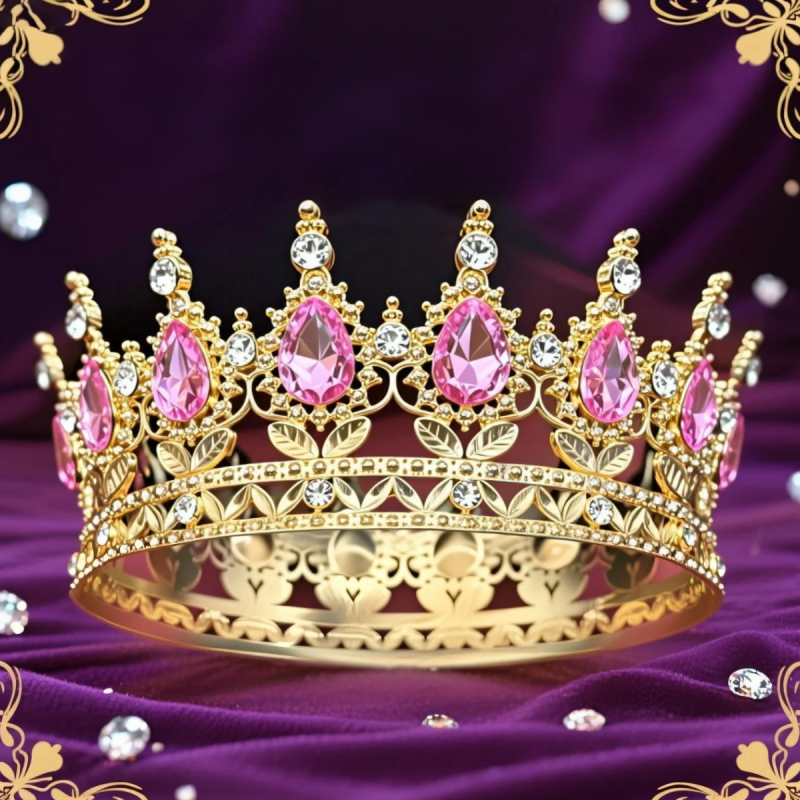 Krona za glavu od legure s 16 kapljicastih kristala, elektroplating, unisex stil, ukras za tortu