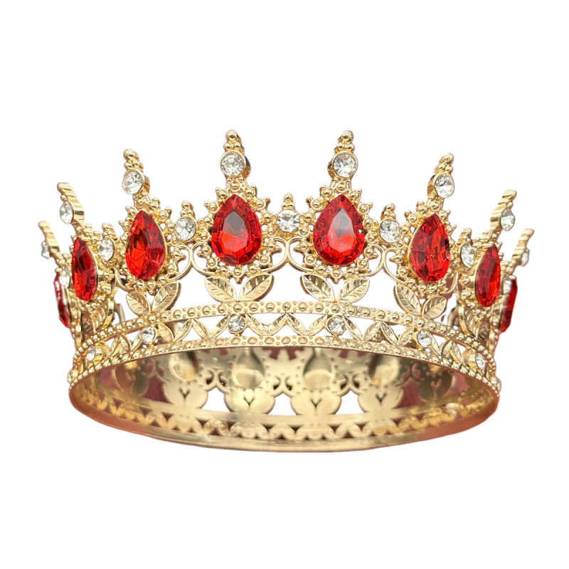 Krona za glavu od legure s 16 kapljicastih kristala, elektroplating, unisex stil, ukras za tortu