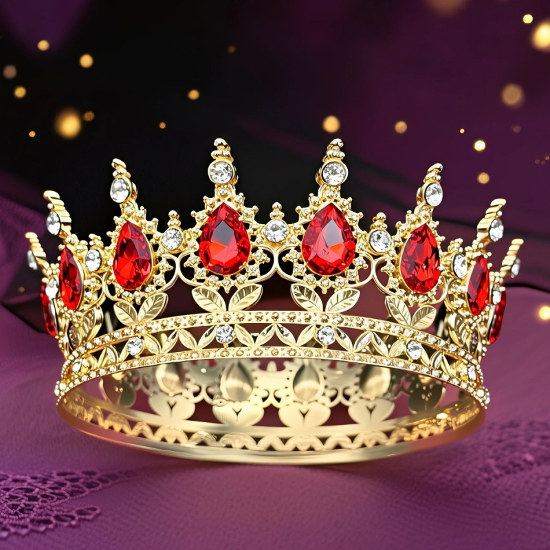 Krona za glavu od legure s 16 kapljicastih kristala, elektroplating, unisex stil, ukras za tortu