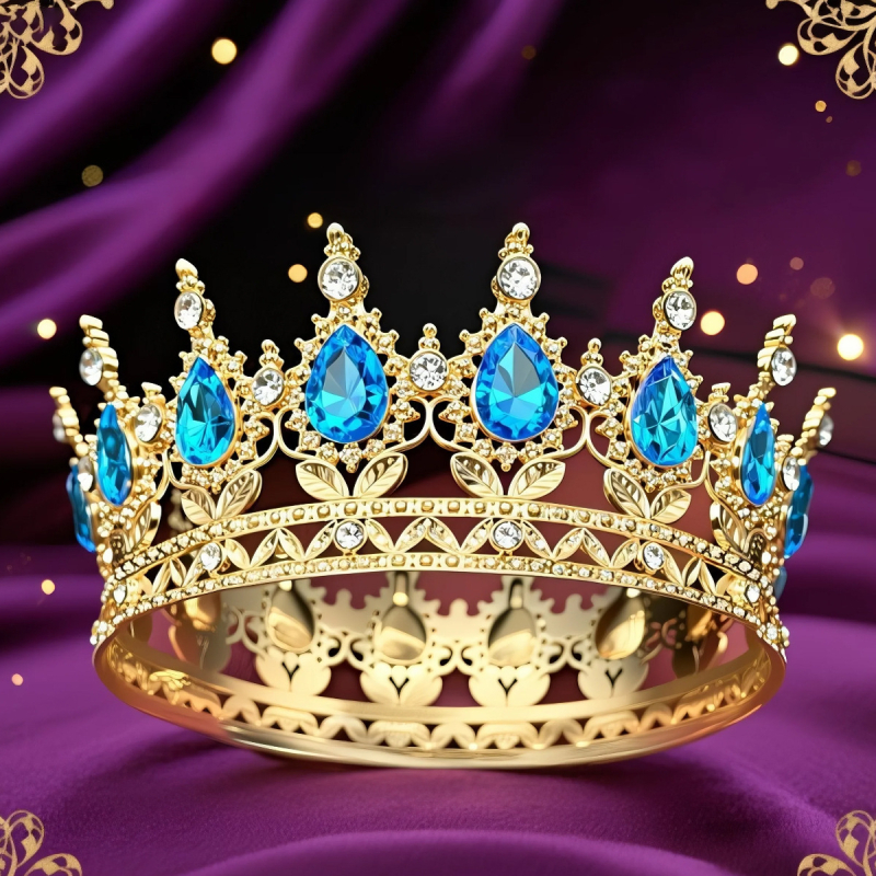 Krona za glavu od legure s 16 kapljicastih kristala, elektroplating, unisex stil, ukras za tortu