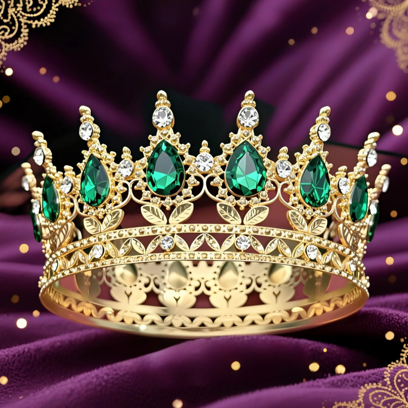 Krona za glavu od legure s 16 kapljicastih kristala, elektroplating, unisex stil, ukras za tortu