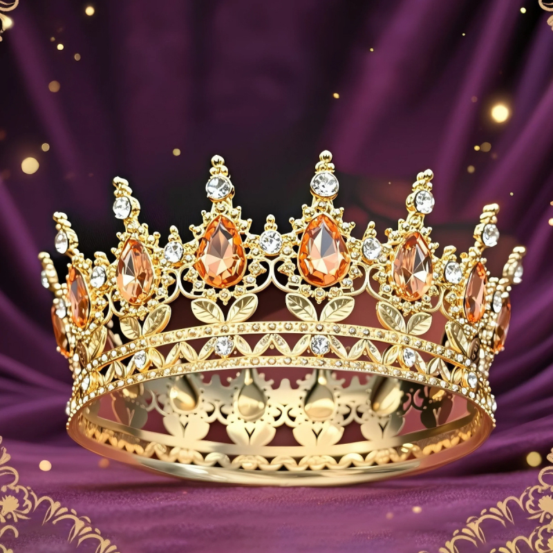 Krona za glavu od legure s 16 kapljicastih kristala, elektroplating, unisex stil, ukras za tortu