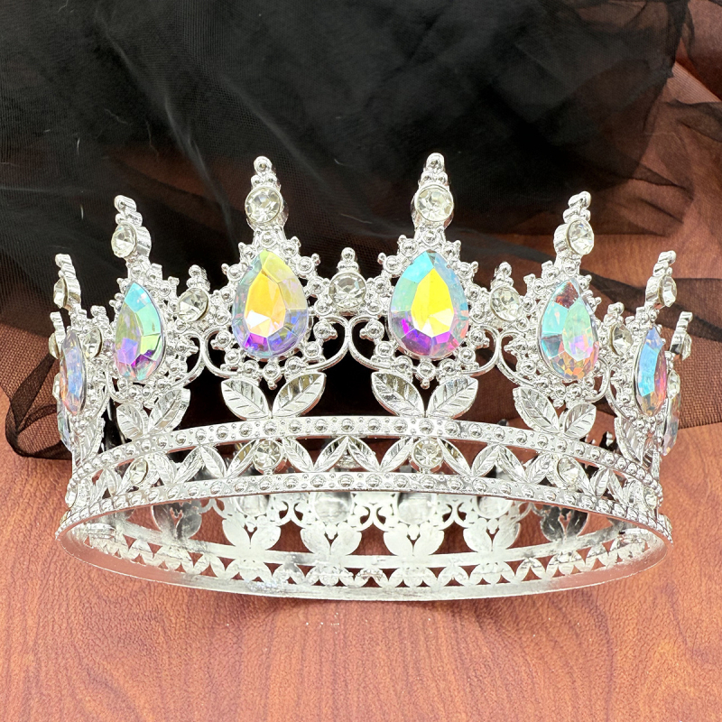 Krona za glavu od legure s 16 kapljicastih kristala, elektroplating, unisex stil, ukras za tortu